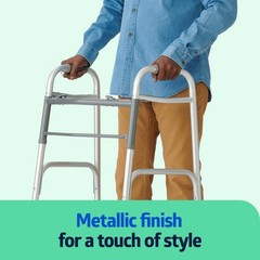 Two-Button Folding Walker 5in Wheels 32.5-38.5in 300-lb Capacity MDS86410W