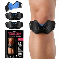 2 Pack Patellar Tendon Support Straps, Adjustable Non-slip 2-Pack, Black