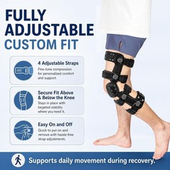 ROM Hinged Knee Brace Adjustable Support for ACL/MCL/PCL Injuries – Right Large