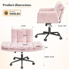 Criss Cross Chair, Flip-Up Arms & Adjustable Height | Velvet, Thick Foam Seat,36