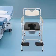 Rolling Shower Wheelchair Foldable Height Adjustable Toilet Chair 380 lbs