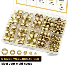 228PCS Brass Compression Sleeves Ferrule Kit – 6 Sizes for Versatile Use