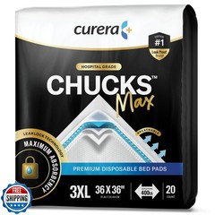 Curera Chucks MAX Hospital Bed Pads Disposable Adult 36 x 36 Breathable Incon