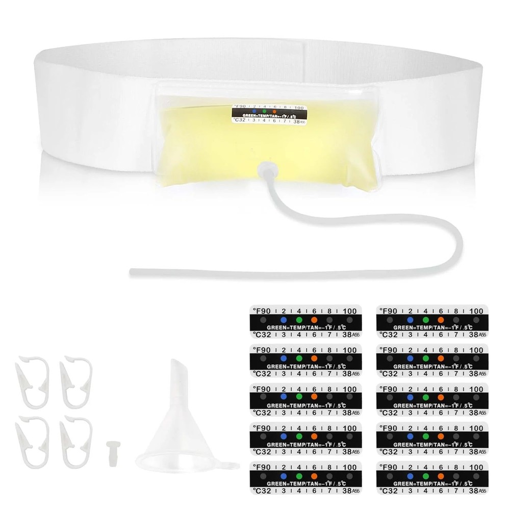 Upgraded Urine Belt with 2-4 oz Concealed Sample Bag, Includes 10 Temperature St
