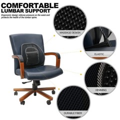 Car Seat Back Support Breathable Mesh Back Lumbar Support Cushion w/Massage Bead