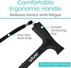 Vive Folding Cane – Foldable Walking Cane for Men, Women – Fold-up, Collapsible,