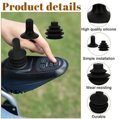 2 Sets Controller Knob and Gaiter for Electric Wheelchair, Universal Black