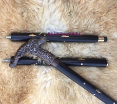 Aluminium Dragon Head Brass Wood Handle Walking Cane Shaft Vintage Look Stylish