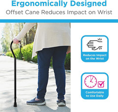 Offset Walking Cane for Seniors Lightweight Adjustable Support with Foam Grip