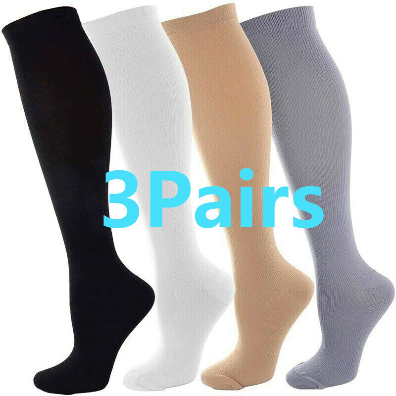 3 Pares Medias Calcetines De Compresion Para Hombres Y Mujeres Best 15-20 Mmhg