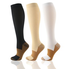 3 Pairs Copper Compression Socks 10-20mmHg Moisture Wicking Support Stocking XXL