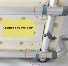 Adjustable Non-Slip Bathtub Seat Board w/ 2 Handrails 23-29in White Gray