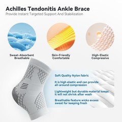2 Pack Ankle Brace for Sprained Ankle, Arch Support Compression Sleeve Socks for