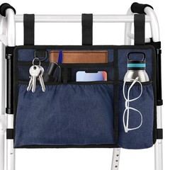 Walker Bag Basket with Cup Holder for Folding Accessories Dark Blue