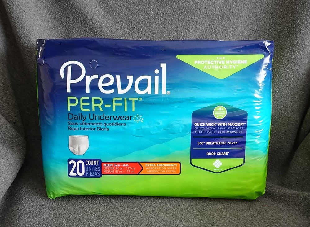 Prevail Per-Fit Unisex Daily Underwear — 20 Count Medium — Brand New!