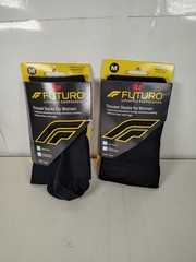2x Futuro Trouser Socks For Women Moderate Compression Medium Black 2 Pairs