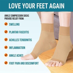 3 Pairs Open Toe Compression Socks Ankle Support Pain Relief Non-Slip Breathable