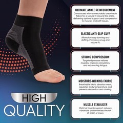PHYSFLEX COMPRESSION FOOT SLEEVE ARCH SUPPORT PLANTAR FASCIITIS BLACK SZ S QTY 2