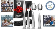 Adaptive Weighted Utensils Set – 4-Piece Silverware for Parkinson’s Patients