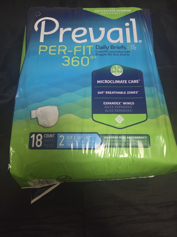 Prevail Per-Fit 360 Daily Brief Size 2, 45″-62″ – 18 Count, Max 6 packages of 18