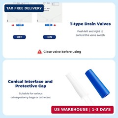 10 Pack Urine Drainage Bags with Adjustable Straps,Anti-Reflux Valve,750ML | T T