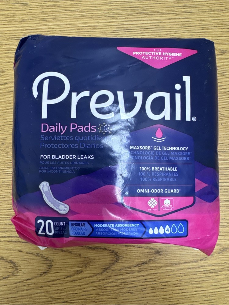 FREE SHIPPING! Women’s Prevail Daily Pads for Bladder Leaks – 20 count NEW