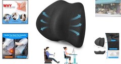 Posture-Correcting Lumbar Support Pillow for Cars & Office Chairs – Dark Grey