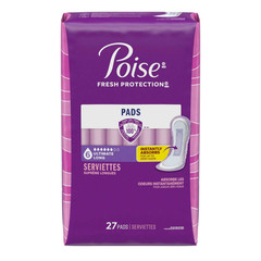 Poise Incontinence Pads, 6 Drop Ultimate Absorbency, Long Length, 54 Count Total