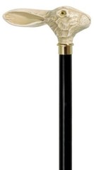NEW Concord Made in Italy Ivory Rabbit Head on Black Hardwood Shaft Walking Cane