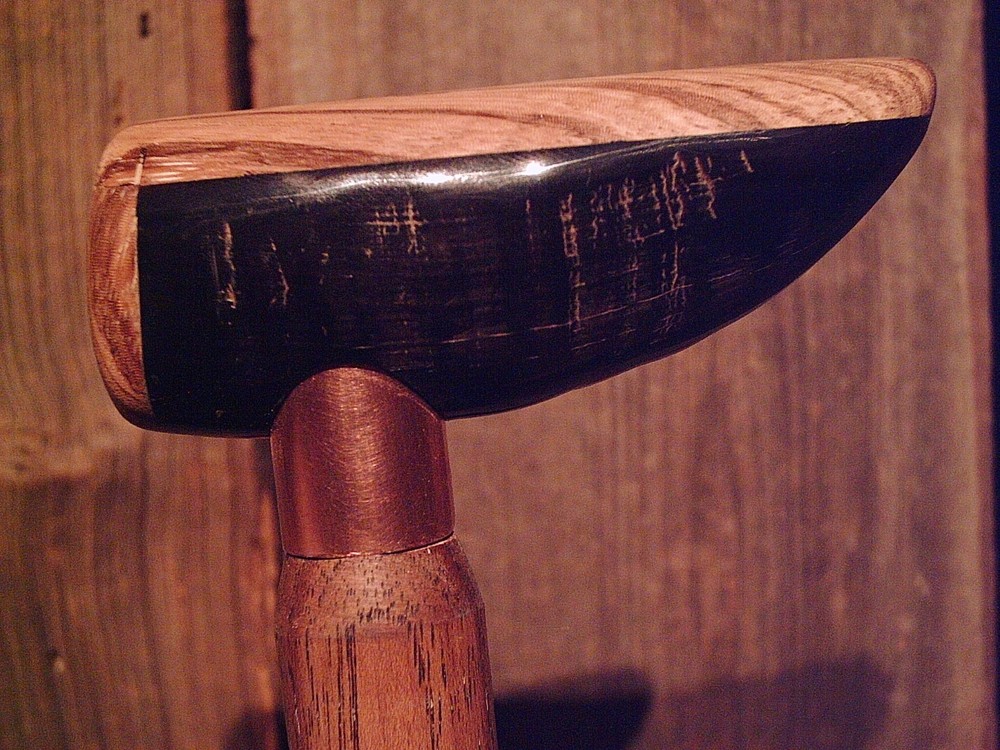 walking cane BUFFALO Horn/Zebra wood handle lathe tapered hickory MADE IN USA