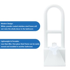 Bath Safety Bar Bathtub Rail Grab White Bathroom Shower Handle Tub