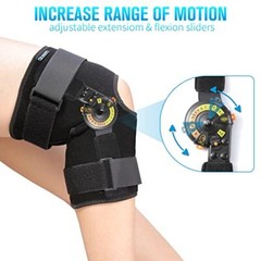 Hinged ROM Knee Brace with Side Stabilizers & Locking Dials Post Op Knee Immo…