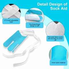 KkaFFe Sock Aid Device for Seniors, Aids One Size, Blue and White