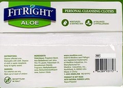 FitRight Aloe Personal Cleansing Incontinence Wipes 8 x10 inch, White, 12 Pack!✅