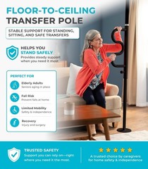 Stander Wonder Pole Plus Rotating Double Grab Bar Tension Mounted Floor to
