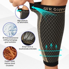 Copper Calf Compression Sleeve 20-30mmHg Graduated Leg Support Sport Mens Womens