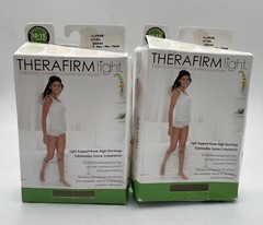Lot Of 2 Therafirm Light Support Knee High Natural Stockings XL 10-15mmHg NEW!!
