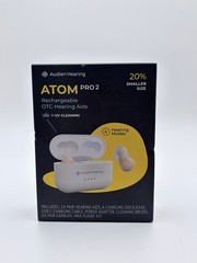 Audien ATOM PRO 2 Wireless Rechargeable Hearing Aids, OTC, Compact, 4 Modes