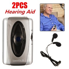 2PCS Wired Hearing Aids LISTEN UP Sound Voice Amplifier Portable Pocket Hearing