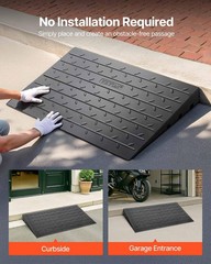 Vevor 4 Rise Rubber Threshold Ramp 3 Channels Cord Cover Wheelchair Ramp