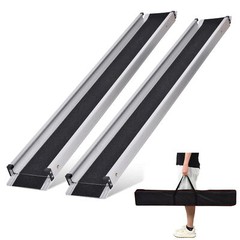 2 Pack Telescopic Aluminum Alloy Wheelchair Ramp 4/6/8 Ft Mobility Ramp 660 Lbs