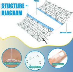 50 Pieces Waterproof Adhesive Bandages Transparent Stretch 4 x 4 Inch