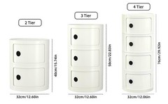 Supsoftlife Round Nightstand 3 Drawers Modern Style Side Table Multifunctional