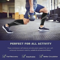 1 Pair Calf Compression Sleeves 20-30 mmHg Footless Socks for Men Women