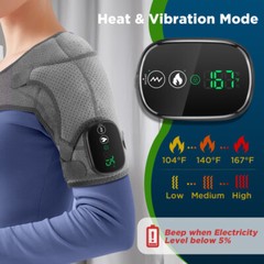 Touch Screen Heated Vibration Shoulder Massager Brace Joint Support Relief Pain