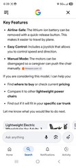 30 lb Lightweight Electric Foldable Wheelchairs Airline Approved EOZBRR A03D NEW