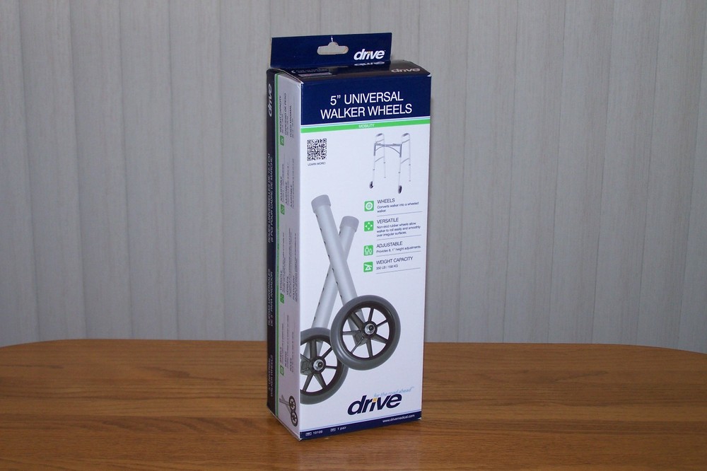 DRIVE MEDICAL 5″ UNIVERSAL WALKER WHEELS 350 LB CAPACITY IS EXCELLENT NEW IN BOX