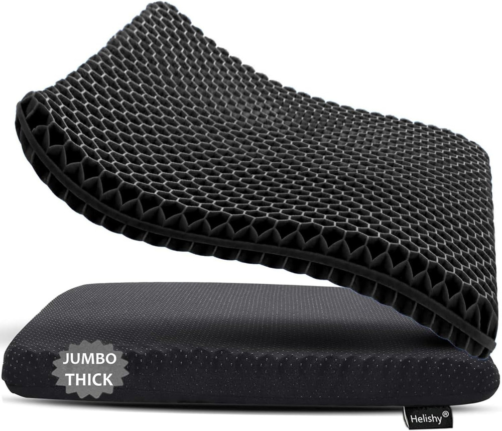 Gel Seat Cushion, Jumbo&Thick Cushion for Relieve Hip Pain,Black 20X20X1.9Inch