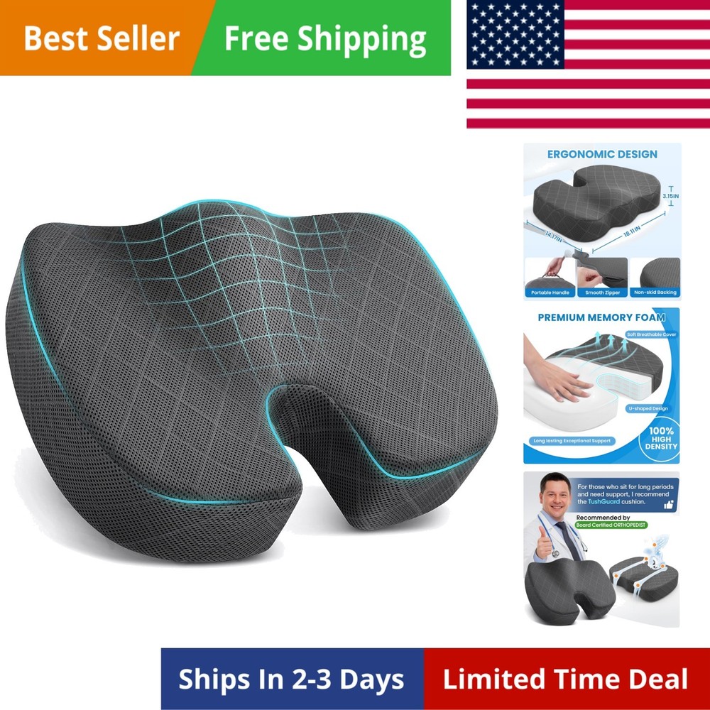 Seat Cushion – Memory Foam Cushion for Office Chair, Car Seat, Airplane, Blea…