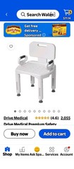 Drive Medical Shower/Bath Chair w/ Back, 2 Handrails, White/Gray